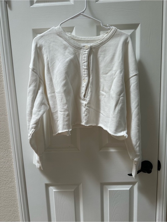Citizens Of Humanity Sweaters - Citizens Of Humanity White Terry Pullover Sweatshirt cut off distressed